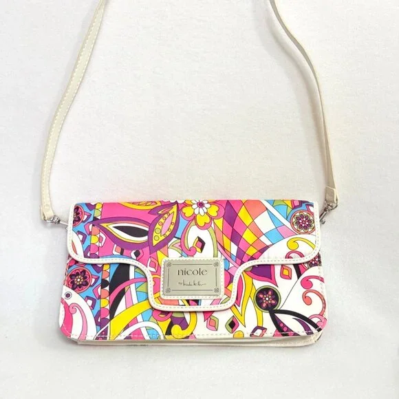 Vintage Nicole Miller Multicolor Abstract Print Mod Crossbody Purse - Picture 10 of 10